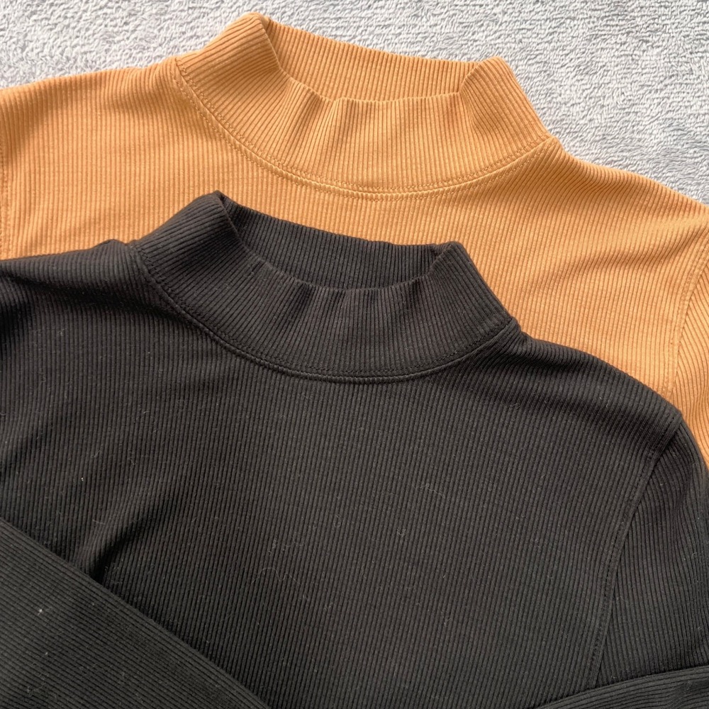 Aeropostale Seriously Soft Ribbed Mock Neck Long Sleeve Crop Top Large Lot of(2)